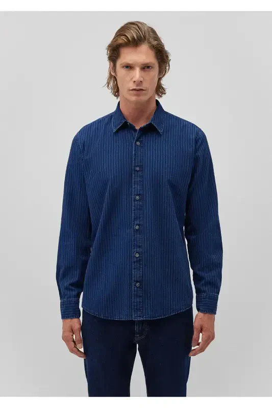 Chiziqli jinsi ko'ylak Slim Fit / Tor kesim 0210882- - 3