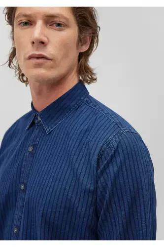 Chiziqli jinsi ko'ylak Slim Fit / Tor kesim 0210882- - 5