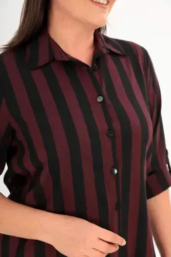 Chiziqli katta basic bordo ko'ylak - 5