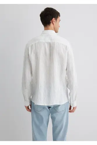 Chiziqli ko'k ko'ylak Regular Fit / Oddiy bichim 021 - 5