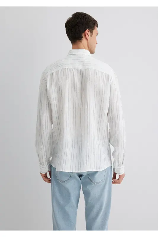 Chiziqli ko'k ko'ylak Regular Fit / Oddiy bichim 021 - 5