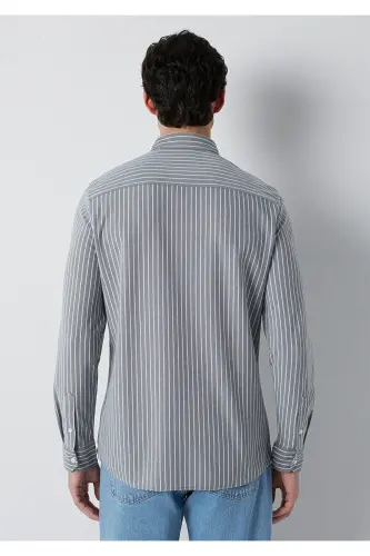 Chiziqli Ko'ylak Slim Fit / Tor Bichim 0211404-91730 - Antratsit - 5