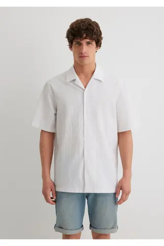 Chiziqli kulrang ko'ylak Regular Fit / Oddiy Kesim 0211 - 3