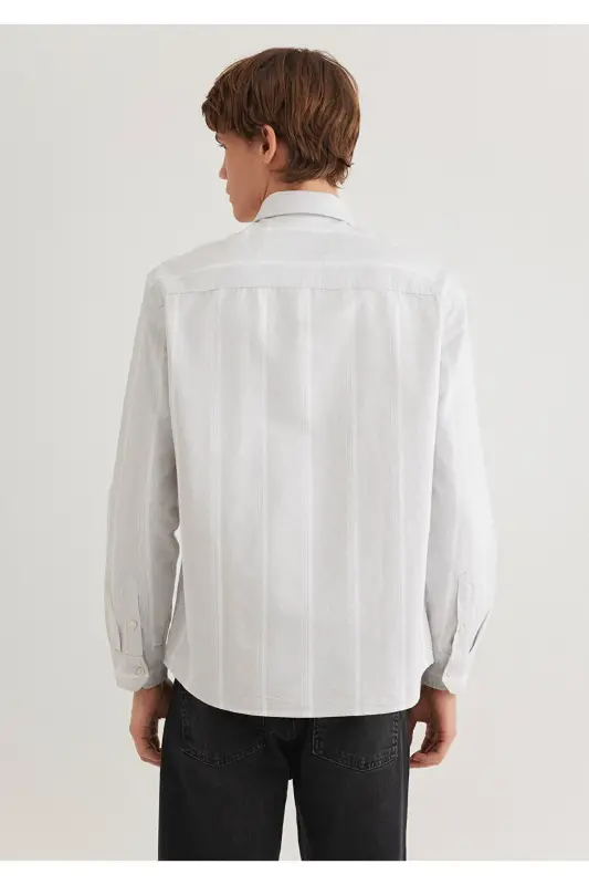 Chiziqli kulrang ko'ylak Regular Fit / Oddiy Kesim 0211 - 5