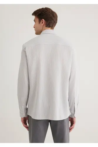 Chiziqli kulrang ko'ylak Slim Fit / Tor Kesim 0211402-82 - 4