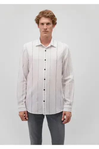 Chiziqli oq ko'ylak Regular Fit / Normal kesim 02 - 3