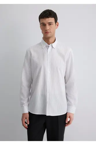 Chiziqli oq ko'ylak Regular Fit / Oddiy kesim 02 - 4