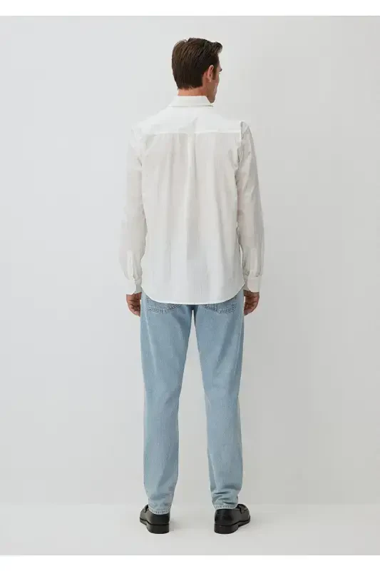 Chiziqli oq ko'ylak Regular Fit / Oddiy Kesim 02 - 4