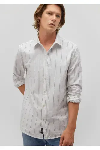 Chiziqli oq ko'ylak Slim Fit / Tor Kesim 0211144- - 3