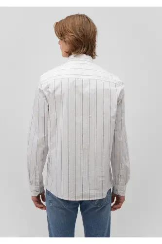 Chiziqli oq ko'ylak Slim Fit / Tor Kesim 0211144- - 4