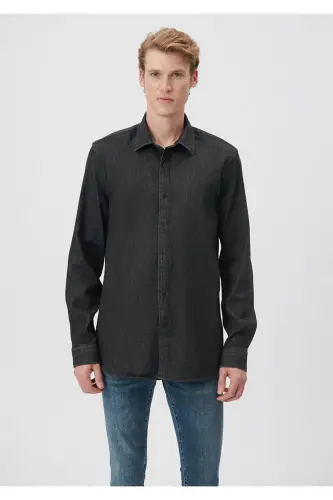 Chiziqli qora ko'ylak Regular Fit / Oddiy Kesim 02 - 3