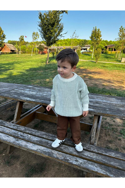 Chiziqli Selanik to'qish Oversize bolalar triko sviteri (keng kalıp, iltimos, to'g'ri o'lchamingizni tanlang) - EYC BABY
