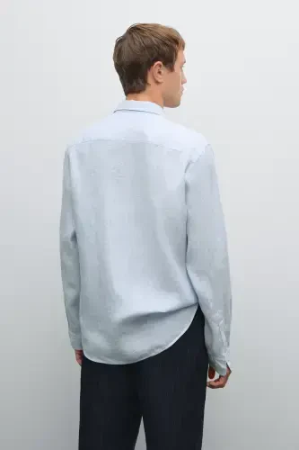 Chiziqli slim fit zig'ir ko'ylak - 3