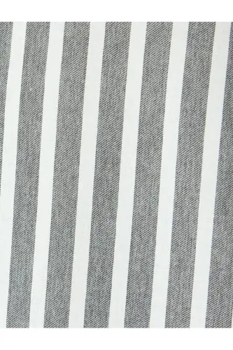 Chiziqli uzun yengli tugmali yoqali slim fit ko'ylak-Ka - 6