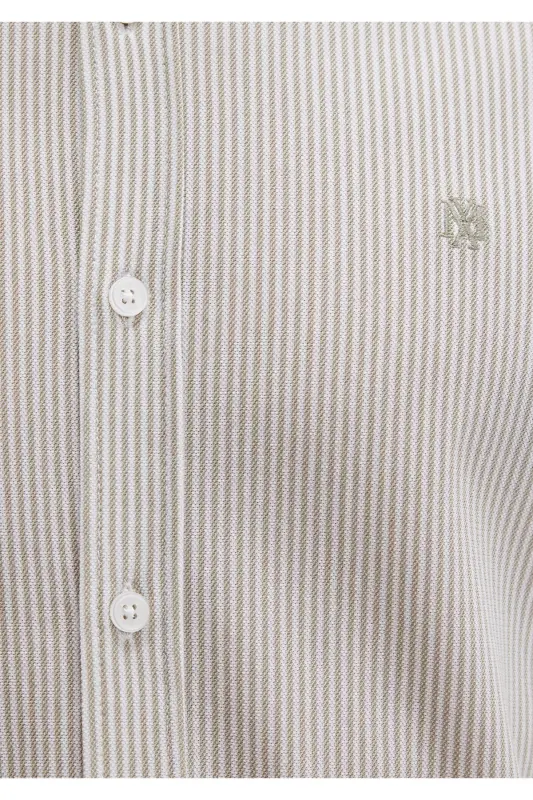 Chiziqli xaki ko'ylak Slim Fit / Tor kesim 0211402-91332-Rangli - 7