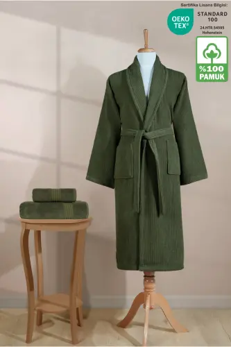 Chiziqli Xalatlar To'plami 100% Paxta Sertifikatlangan 3 Bo'lak - 1