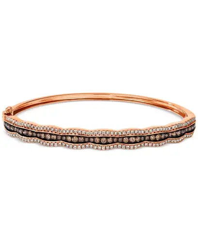 Chocolate Diamond & Nude Diamond Scalloped Bangle Bracelet (1-7/8 ct. t.w.) in 14k White Gold (Also Available in Rose Gold and Yellow Gold)-Rose Gold - 1