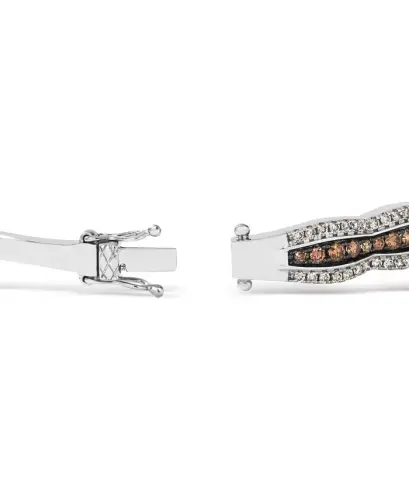 Chocolate Diamond & Nude Diamond Scalloped Bangle Bracelet (1-7/8 ct. t.w.) in 14k White Gold (Also Available in Rose Gold and Yellow Gold)-Rose Gold - 3
