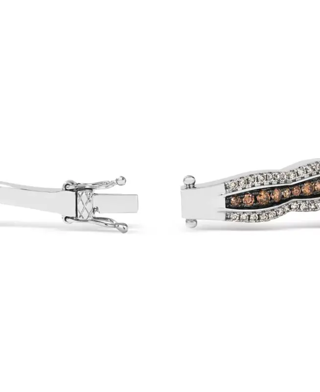 Chocolate Diamond & Nude Diamond Scalloped Bangle Bracelet (1-7/8 ct. t.w.) in 14k White Gold (Also Available in Rose Gold and Yellow Gold)-Rose Gold - 3