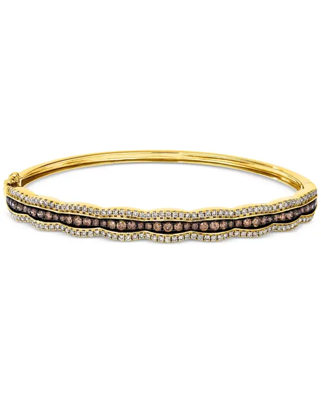 Chocolate Diamond & Nude Diamond Scalloped Bangle Bracelet (1-7/8 ct. t.w.) in 14k White Gold (Also Available in Rose Gold and Yellow Gold)-Yellow Gold - 3