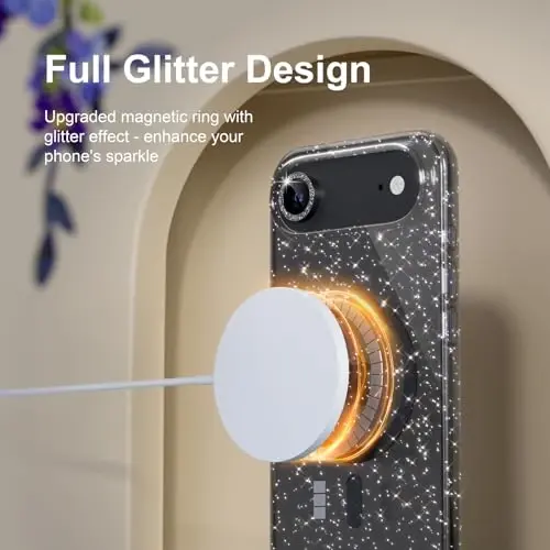 Choice Magnetic for iPhone 17 Air Case Compatible with MagSafe, Women Cute Glitter Sparkly Phone Case with Diamond Camera Lens Protectors, Military-Grade Drop Protection 6.5