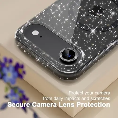 Choice Magnetic for iPhone 17 Air Case Compatible with MagSafe, Women Cute Glitter Sparkly Phone Case with Diamond Camera Lens Protectors, Military-Grade Drop Protection 6.5