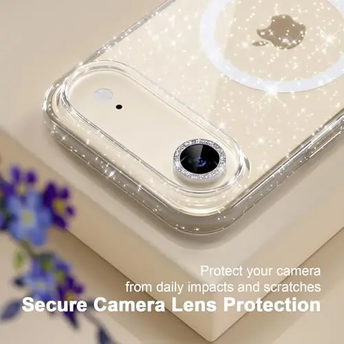 Choice Magnetic for iPhone 17 Air Case Compatible with MagSafe, Women Cute Glitter Sparkly Phone Case with Diamond Camera Lens Protectors, Military-Grade Drop Protection 6.5