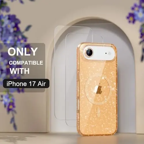 Choice Magnetic for iPhone 17 Air Case Compatible with MagSafe, Women Cute Glitter Sparkly Phone Case with Diamond Camera Lens Protectors, Military-Grade Drop Protection 6.5
