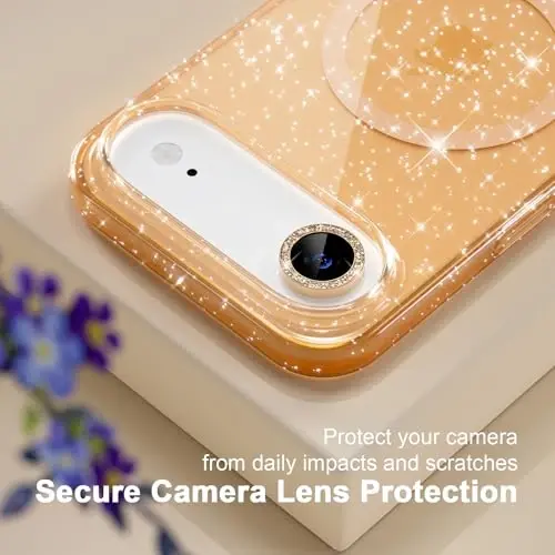 Choice Magnetic for iPhone 17 Air Case Compatible with MagSafe, Women Cute Glitter Sparkly Phone Case with Diamond Camera Lens Protectors, Military-Grade Drop Protection 6.5