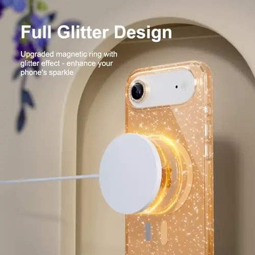 Choice Magnetic for iPhone 17 Air Case Compatible with MagSafe, Women Cute Glitter Sparkly Phone Case with Diamond Camera Lens Protectors, Military-Grade Drop Protection 6.5