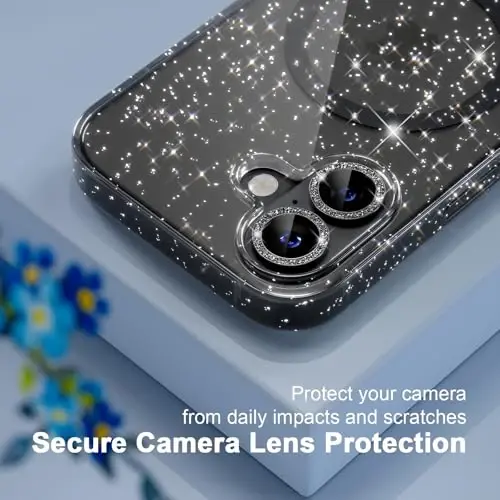 Choice Magnetic for iPhone 17 Case Compatible with MagSafe, Women Cute Glitter Sparkly Phone Case with Diamond Camera Lens Protectors, Military-Grade Drop Protection 6.3