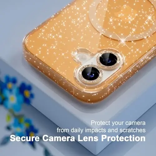 Choice Magnetic for iPhone 17 Case Compatible with MagSafe, Women Cute Glitter Sparkly Phone Case with Diamond Camera Lens Protectors, Military-Grade Drop Protection 6.3
