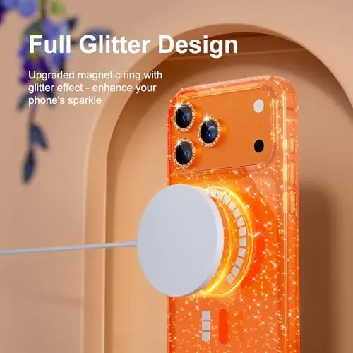 Choice Magnetic for iPhone 17 Pro Case Compatible with MagSafe, Women Cute Glitter Sparkly Phone Case with Diamond Camera Lens Protectors, Military-Grade Drop Protection 6.3