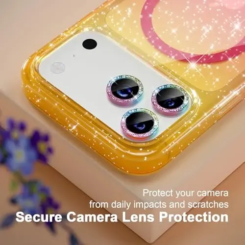 Choice Magnetic for iPhone 17 Pro Max Case Compatible with MagSafe, Women Cute Glitter Sparkly Phone Case with Diamond Camera Lens Protectors, Military-Grade Drop Protection 6.9