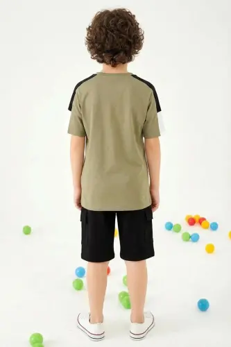 Choices Baskılı Kol Garnili Erkek Çocuk Şortlu Takım-Haki - PERENDI (1)