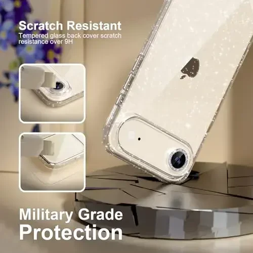 Choiche Compatible for iPhone 17 Air Case, Women Cute Clear Glitter Bling Sparkly Case, [1 x Diamond Camera Lens Protectors] [2 x Tempered Glass Screen Protectors] 6.5-inch (Glitter Clear) - 5