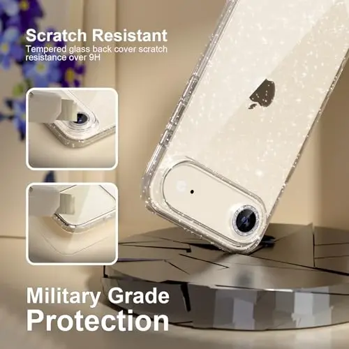 Choiche Compatible for iPhone 17 Air Case, Women Cute Clear Glitter Bling Sparkly Case, [1 x Diamond Camera Lens Protectors] [2 x Tempered Glass Screen Protectors] 6.5-inch (Glitter Clear) - 5