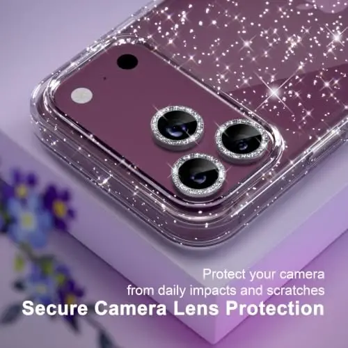 Choiche for iPhone 18 Pro Case Clear Women Girly (Glitter Clear) | Cute Glitter Bling Sparkly Phone Case, [3 x Diamond Camera Lens Protectors] [2 x Tempered Glass Screen Protectors] 6.3-inch - 3