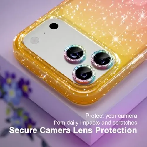 Choiche for iPhone 18 Pro Case Clear Women (Glitter Gold/Pink) | Cute Glitter Bling Sparkly Phone Case, [3 x Diamond Camera Lens Protectors] [2 x Tempered Glass Screen Protectors] 6.3-inch - 3