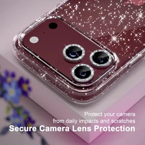 Choiche for iPhone 18 Pro Max Case Clear Women Girly (Glitter Clear) | Cute Glitter Bling Sparkly Phone Case, [3 x Diamond Camera Lens Protectors] [2 x Tempered Glass Screen Protectors] 6.9-inch - 3