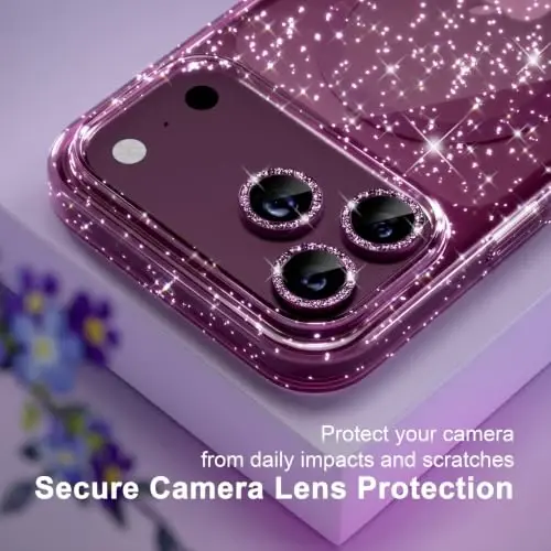 Choiche for Phone 18 Pro Case Compatible MagSafe, Glitter Burgundy | Women Girly Cute Glitter Sparkly Magnetic Phone Case with Diamond Camera Lens Protectors, Military-Grade Drop Protection 6.3