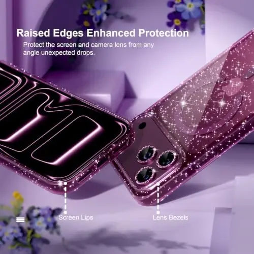 Choiche for Phone 18 Pro Max Case Compatible MagSafe, Glitter Burgundy | Women Girly Cute Glitter Sparkly Magnetic Phone Case with Diamond Camera Lens Protectors, Military-Grade Drop Protection 6.9