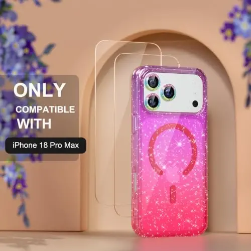 Choiche for Phone 18 Pro Max Case Compatible MagSafe, Glitter Purple/Pink | Women Girly Cute Glitter Sparkly Magnetic Phone Case with Diamond Camera Lens Protectors, Military-Grade Drop Protection 6.9