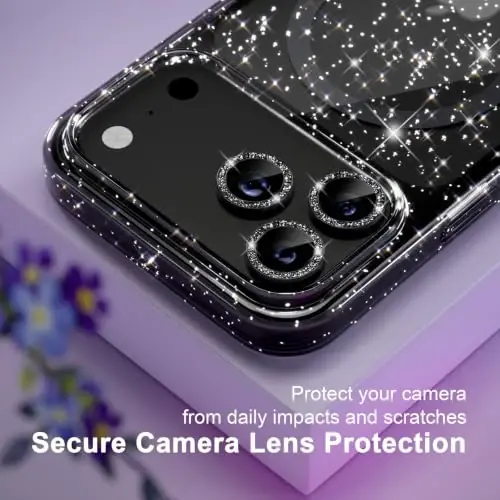 Choiche for Phone 18 Pro Max Case Compatible with MagSafe, Glitter Black | Women Girly Cute Glitter Sparkly Magnetic Phone Case with Diamond Camera Lens Protectors, Military-Grade Drop Protection 6.9