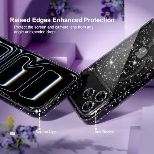 Choiche for Phone 18 Pro Max Case Compatible with MagSafe, Glitter Black | Women Girly Cute Glitter Sparkly Magnetic Phone Case with Diamond Camera Lens Protectors, Military-Grade Drop Protection 6.9