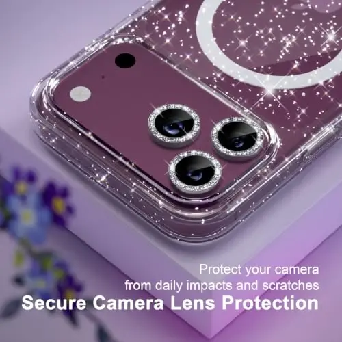 Choiche for Phone 18 Pro Max Case Compatible with MagSafe, Glitter Clear | Women Girly Cute Glitter Sparkly Magnetic Phone Case with Diamond Camera Lens Protectors, Military-Grade Drop Protection 6.9