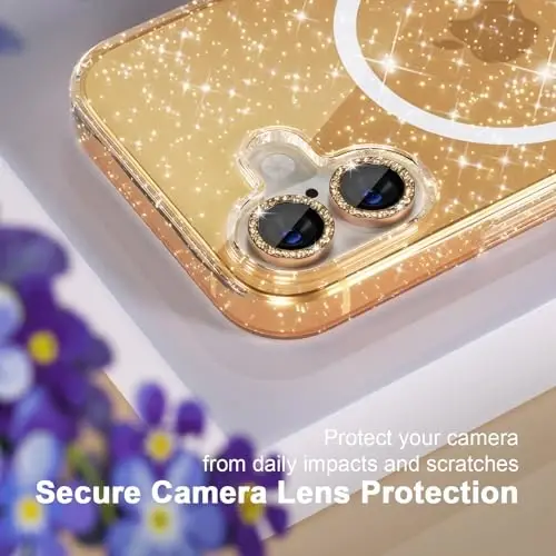 Choiche for iPhone 16 Plus Case Magnetic, Women Clear Glitter Bling Sparkly Case, [2xDiamond Camera Lens Protectors] [2xTempered Glass Screen Protectors] [Compatible MagSafe] 6.7
