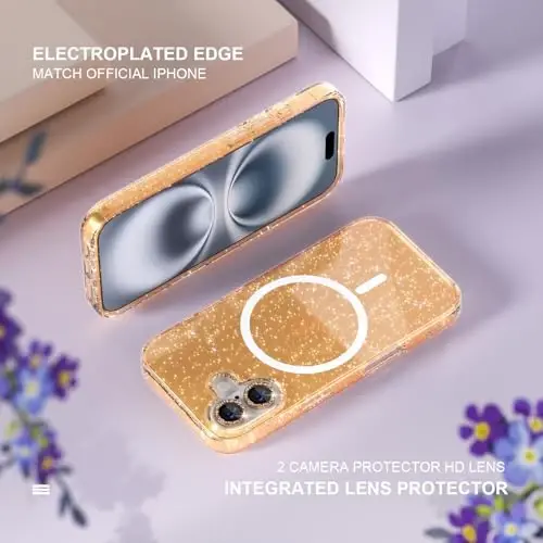 Choiche for iPhone 16 Plus Case Magnetic, Women Clear Glitter Bling Sparkly Case, [2xDiamond Camera Lens Protectors] [2xTempered Glass Screen Protectors] [Compatible MagSafe] 6.7