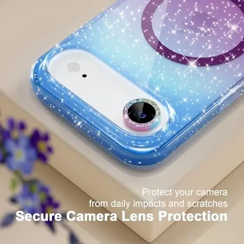 Choiche Magnetic for iPhone 17 Air Case Compatible with MagSafe, Women Cute Glitter Sparkly Phone Case with Diamond Camera Lens Protectors, Military-Grade Drop Protection 6.5