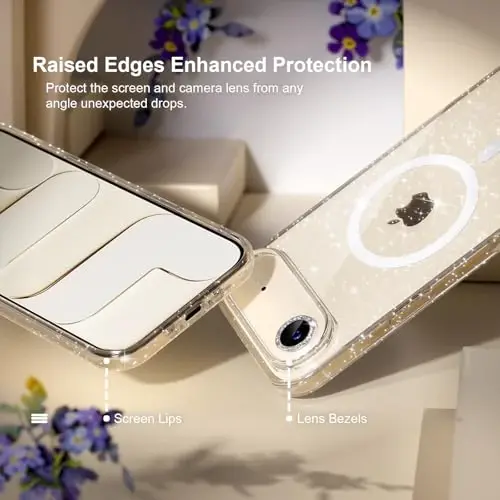 Choiche Magnetic for iPhone 17 Air Case Compatible with MagSafe, Women Cute Glitter Sparkly Phone Case with Diamond Camera Lens Protectors, Military-Grade Drop Protection 6.5